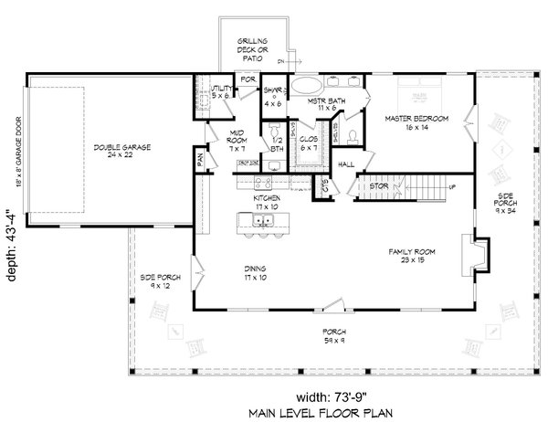 Architectural House Design - Farmhouse Floor Plan - Main Floor Plan #932-1166
