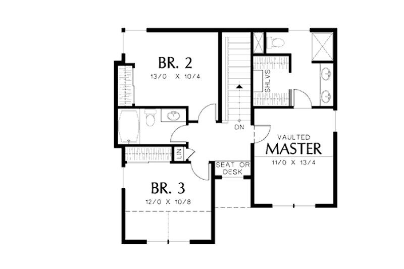 Home Plan - Floor Plan - Upper Floor for Traditional House Plan #48-487 - 3 bed, 2.5 bath