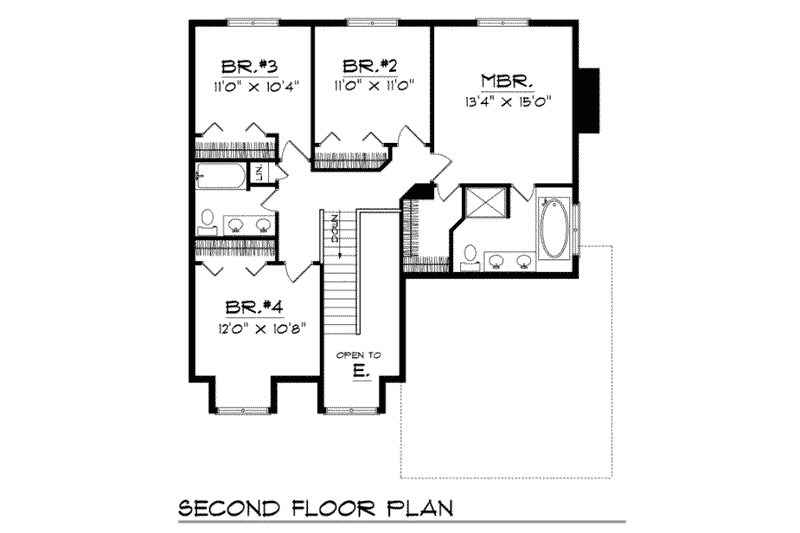 Architectural House Design - Floor Plan - Upper Floor for Traditional House Plan #70-313 - 4 bed, 2.5 bath