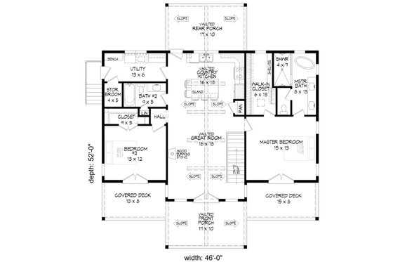 Floor Plan - Main Floor for Traditional House Plan #932-499 - 2 bed, 2 bath