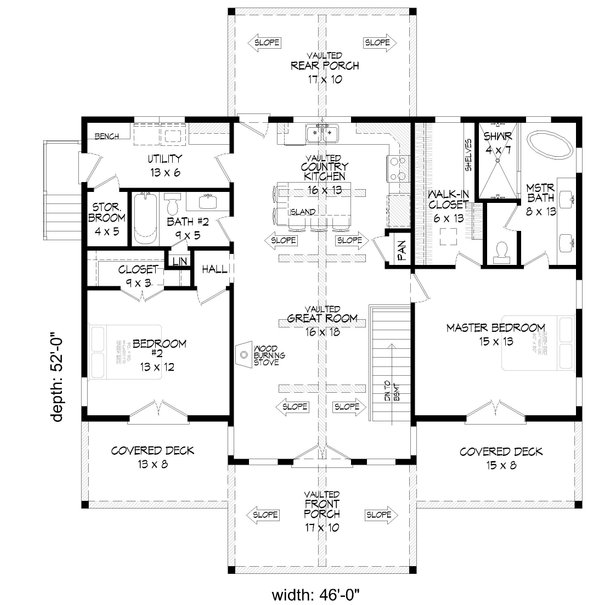 Architectural House Design - Traditional Floor Plan - Main Floor Plan #932-499