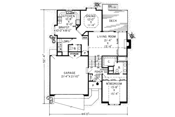 Floor Plan - Main Floor for Traditional House Plan #312-270 - 3 bed, 2.5 bath