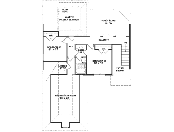 European Floor Plan - Upper Floor Plan #81-501