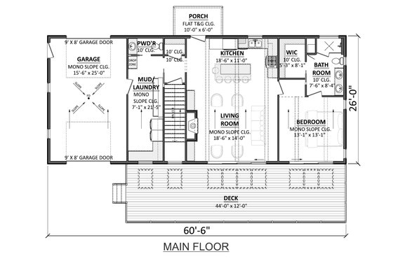 Floor Plan - Main Floor for Country House Plan #1089-55 - 3 bed, 2.5 bath