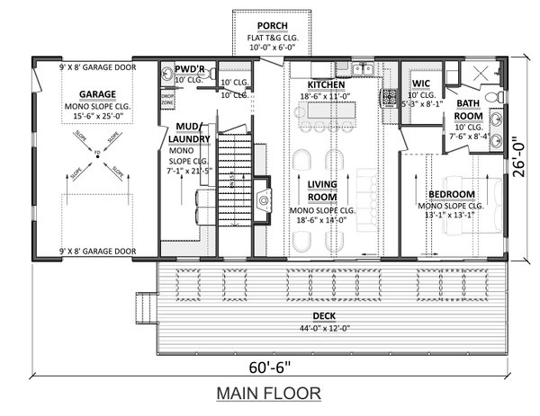 House Design - Floor Plan - Main Floor for Country House Plan #1089-55 - 3 bed, 2.5 bath