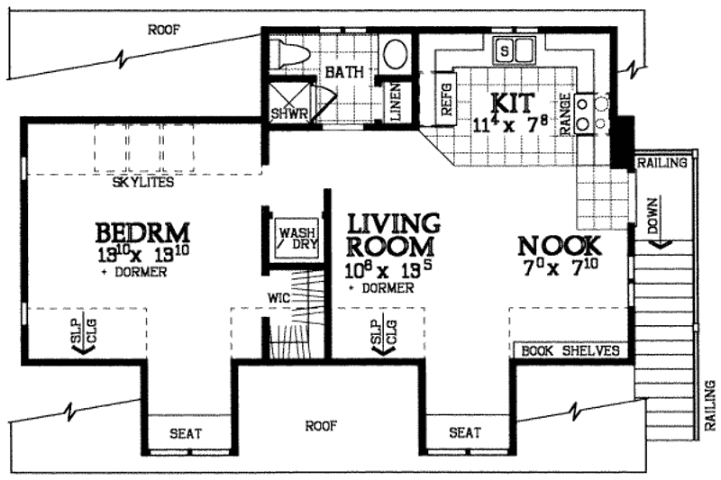 House Blueprint - Floor Plan - Upper Floor for Country House Plan #72-288 - 1 bed, 1 bath