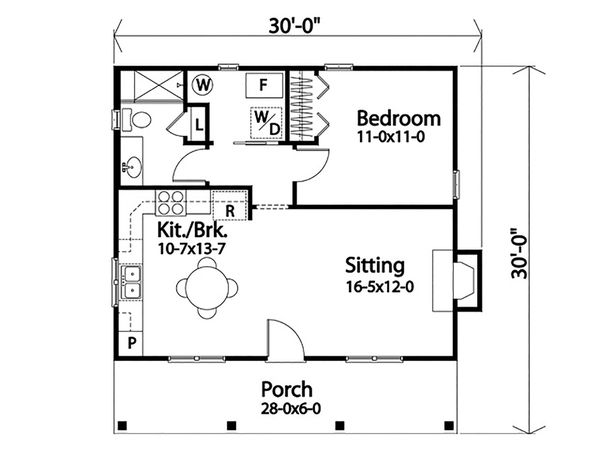 House Blueprint - Cottage Floor Plan - Main Floor Plan #22-596