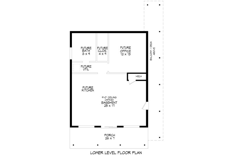 House Plan Design - Floor Plan - Upper Floor for Contemporary House Plan #932-1041 - 1 bed, 1 bath