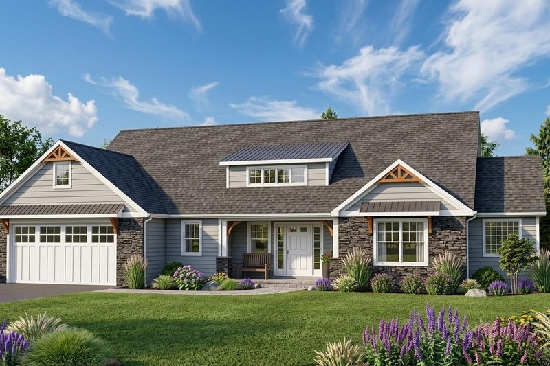 Home Plan - Exterior - Front Elevation 2 for Ranch House Plan #1064-209 - 3 bed, 3 bath