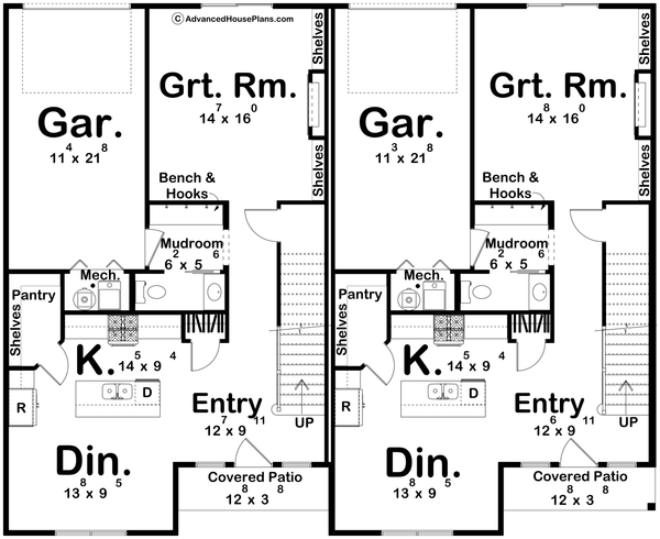 Architectural House Design - Floor Plan - Main Floor for Farmhouse House Plan #455-789 - 3 bed, 2.5 bath