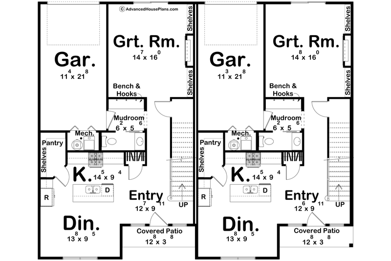 Architectural House Design - Floor Plan - Main Floor for Farmhouse House Plan #455-789 - 3 bed, 2.5 bath