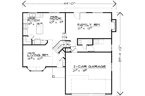 Floor Plan - Main Floor for Traditional House Plan #308-241 - 3 bed, 2.5 bath