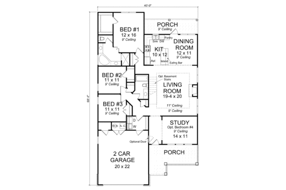 Floor Plan - Main Floor 1 for Traditional House Plan #513-14 - 3 bed, 2 bath
