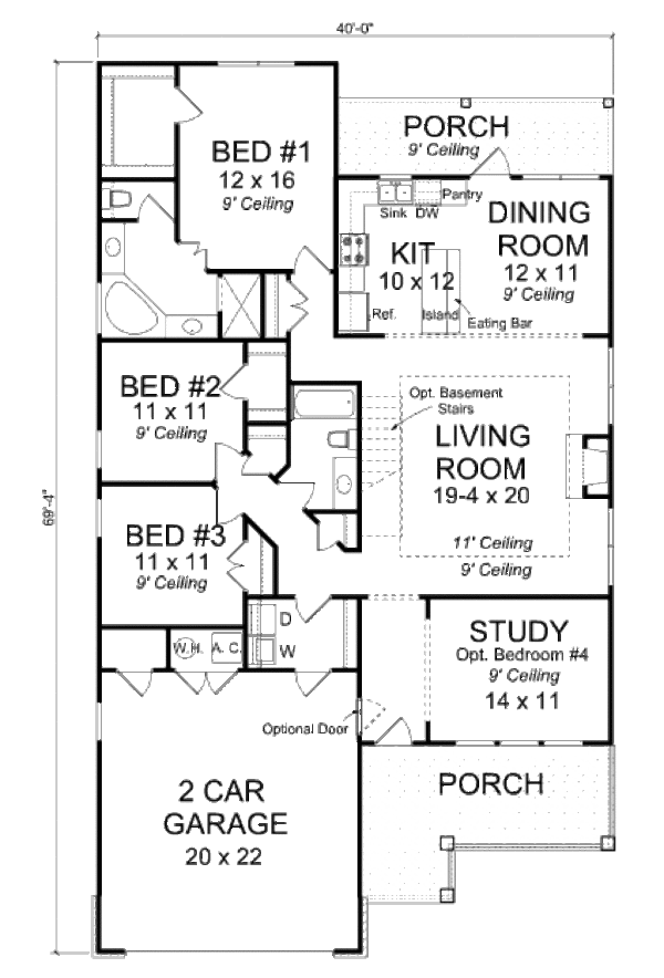 Architectural House Design - Traditional Floor Plan - Main Floor Plan #513-14