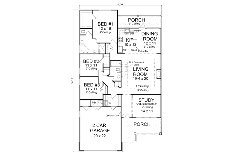 Home Plan - Floor Plan - Main Floor 1 for Traditional House Plan #513-14 - 3 bed, 2 bath