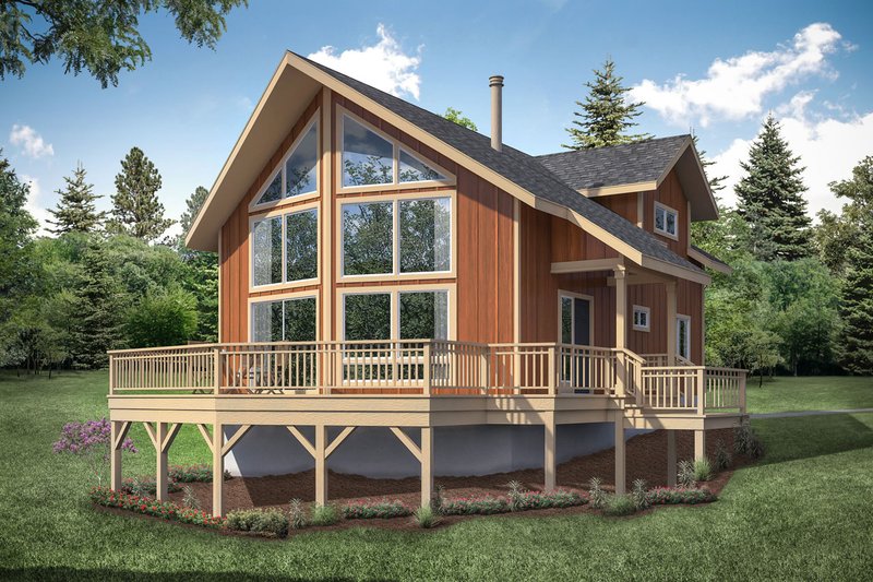 House Design - Cabin Exterior - Front Elevation Plan #124-1158