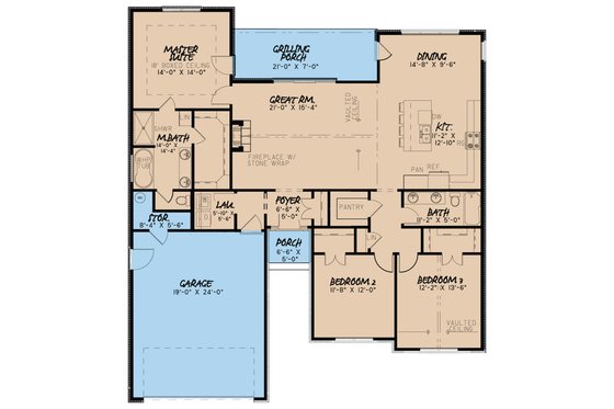Floor Plan - Main Floor for European House Plan #923-48 - 3 bed, 2 bath