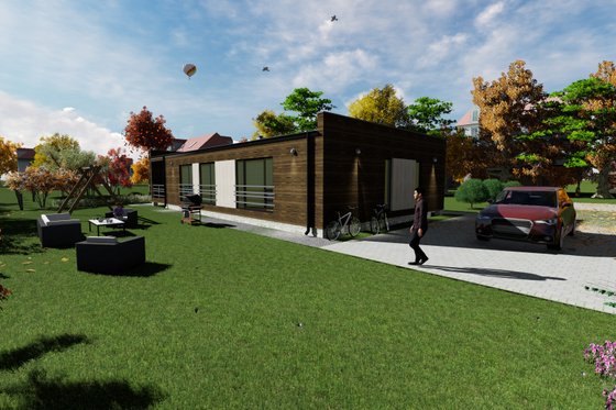 Exterior - Rear Elevation for Modern House Plan #549-19 - 2 bed, 2 bath