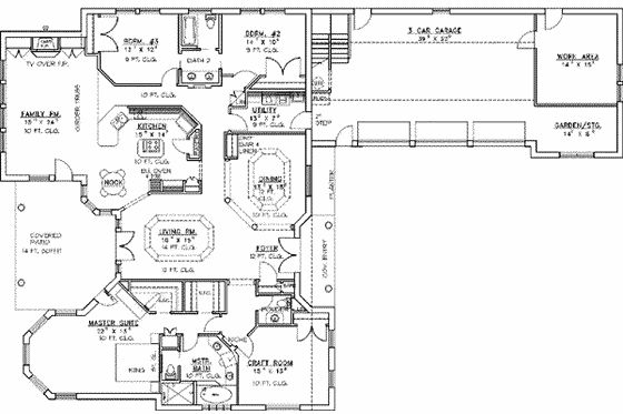 Floor Plan - Main Floor for Traditional House Plan #117-165 - 3 bed, 3 bath