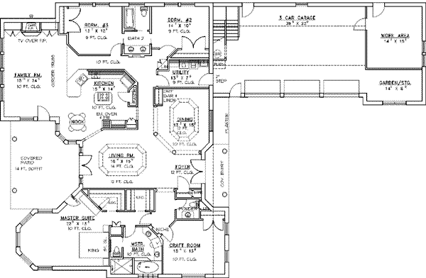 Architectural House Design - Floor Plan - Main Floor for Traditional House Plan #117-165 - 3 bed, 3 bath