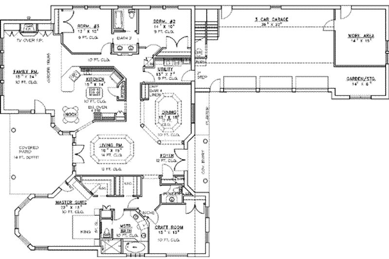 Home Plan - Floor Plan - Main Floor for Traditional House Plan #117-165 - 3 bed, 3 bath