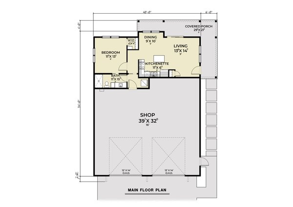 Barndominium Floor Plan - Main Floor Plan #1070-219