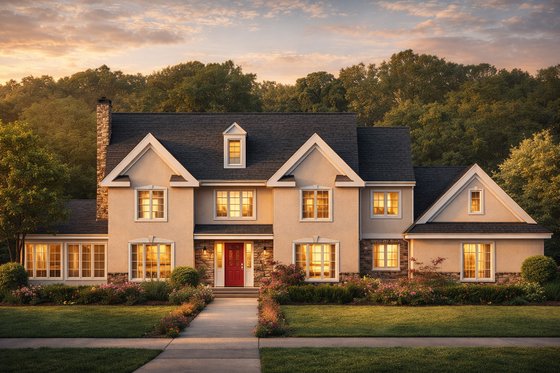 Exterior - Front Elevation 3 for Country House Plan #1053-88 - 4 bed, 3.5 bath