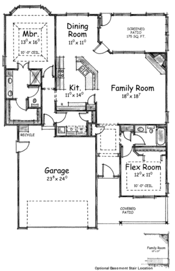 Architectural House Design - Traditional Floor Plan - Main Floor Plan #20-1600