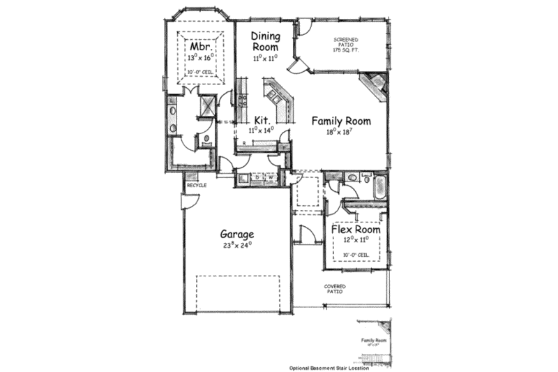 Dream House Plan - Floor Plan - Main Floor for Traditional House Plan #20-1600 - 2 bed, 2 bath