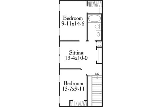Floor Plan - Upper Floor for Cottage House Plan #406-258 - 3 bed, 2.5 bath