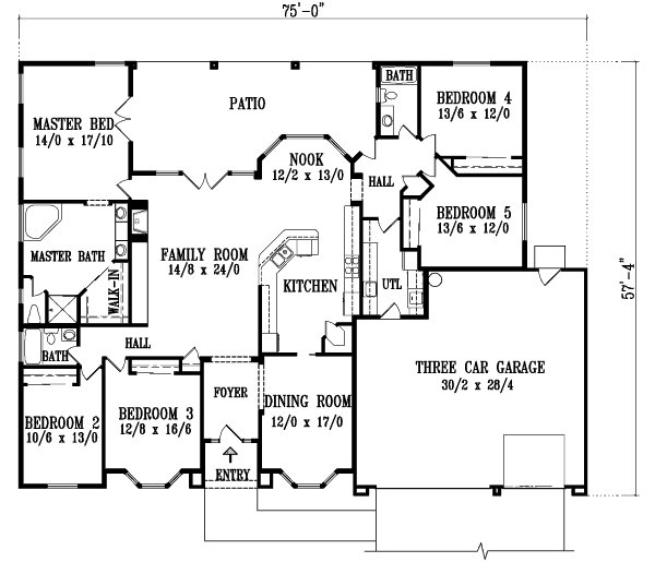 House Blueprint - Adobe / Southwestern Floor Plan - Main Floor Plan #1-1187