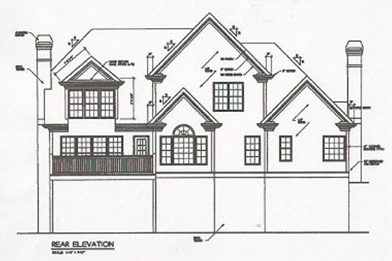 Exterior - Rear Elevation for Colonial House Plan #129-123 - 4 bed, 3.5 bath