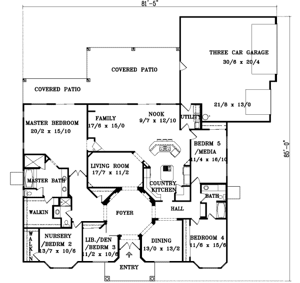 Dream House Plan - Adobe / Southwestern Floor Plan - Main Floor Plan #1-1000