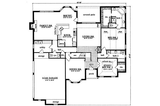 Floor Plan - Main Floor for European House Plan #42-278 - 4 bed, 3.5 bath