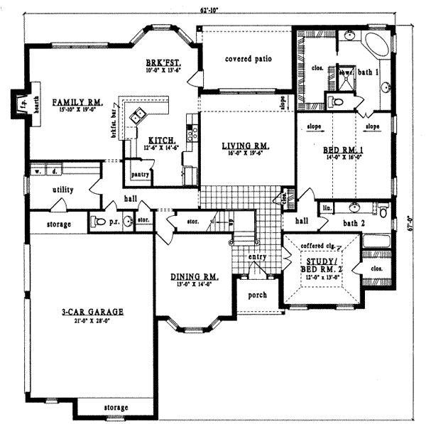 European Style House Plan - 4 Beds 3.5 Baths 3321 Sq/Ft Plan #42-278 ...