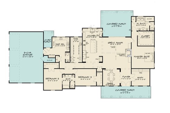 Floor Plan - Main Floor for Farmhouse House Plan #923-426 - 3 bed, 2.5 bath