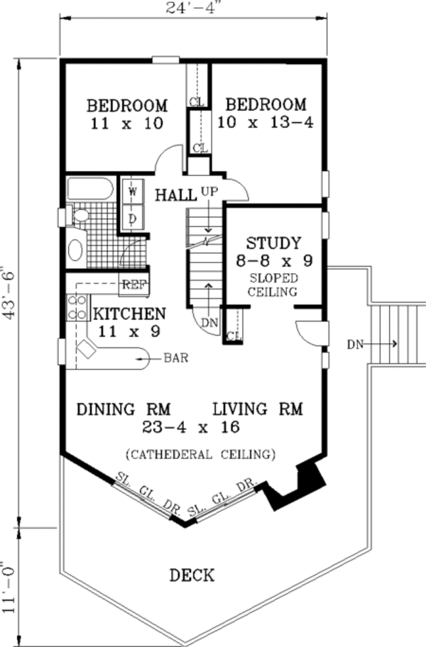 House Plan Design - Cabin Floor Plan - Main Floor Plan #3-104