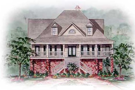 Exterior - Front Elevation for Southern House Plan #54-119 - 4 bed, 2.5 bath