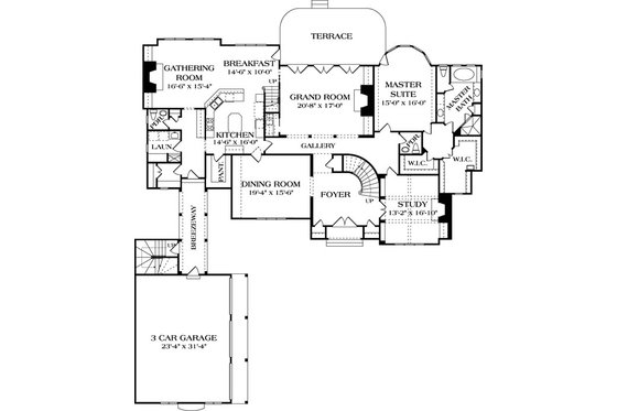 Floor Plan - Main Floor for European House Plan #453-26 - 6 bed, 5.5 bath