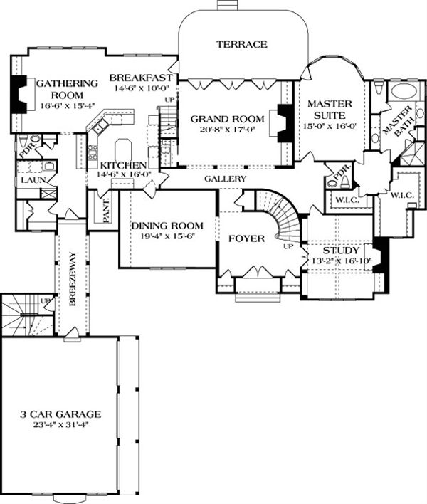 Dream House Plan - European Floor Plan - Main Floor Plan #453-26