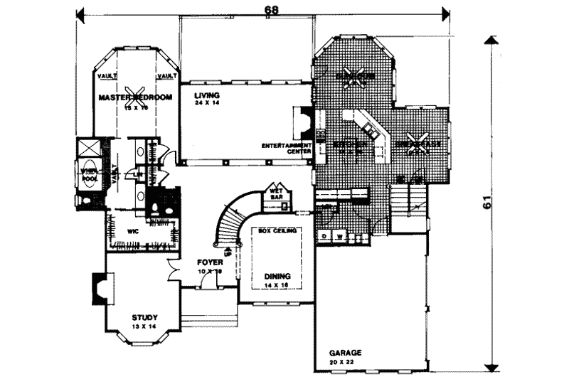 Home Plan - Floor Plan - Main Floor for European House Plan #56-230 - 4 bed, 3.5 bath