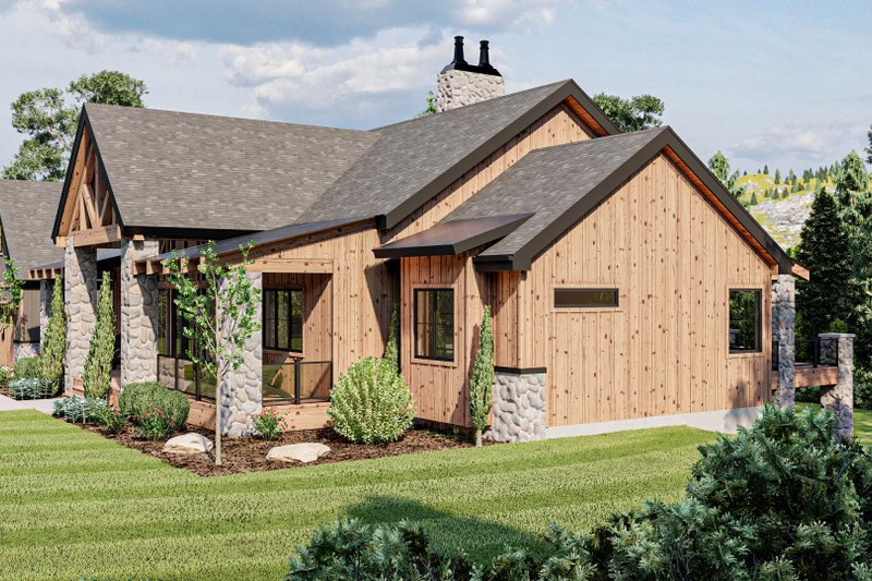 House Design - Exterior - Other Elevation 3 for Cabin House Plan #455-257 - 2 bed, 2 bath