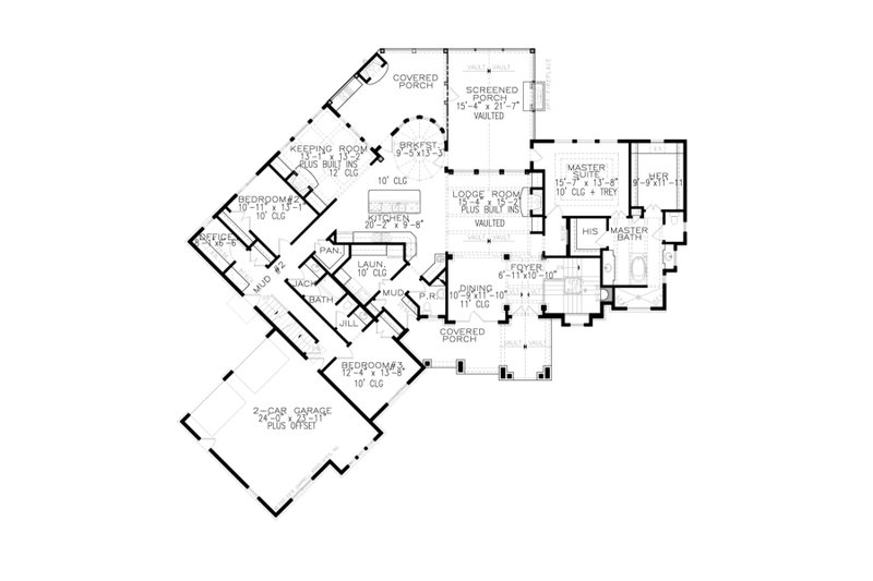 House Plan Design - Floor Plan - Main Floor for Craftsman House Plan #54-519 - 3 bed, 2.5 bath