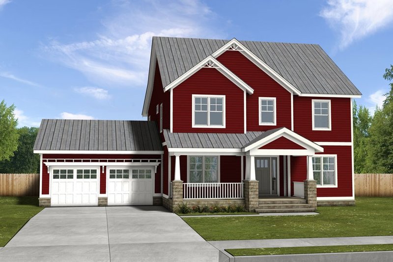 House Blueprint - Exterior - Front Elevation 5 for Farmhouse House Plan #497-63 - 3 bed, 2.5 bath