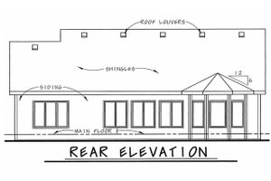Exterior - Rear Elevation for Bungalow House Plan #20-1606 - 2 bed, 2 bath