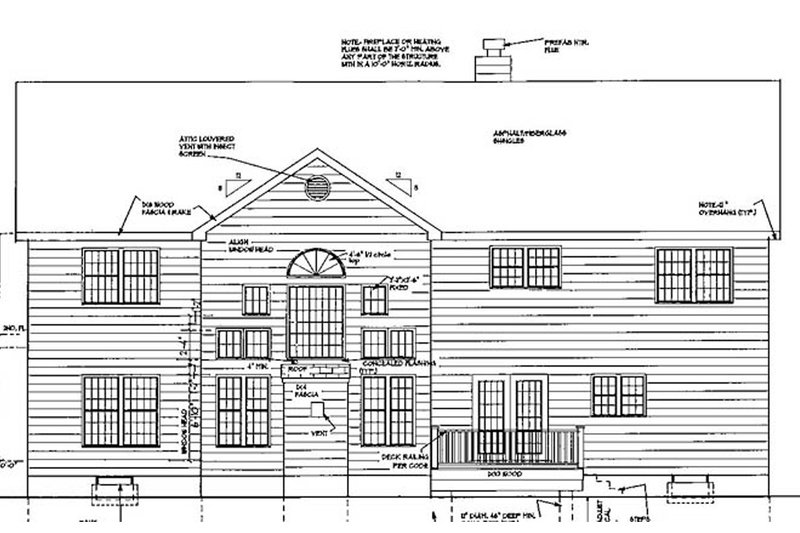 Architectural House Design - Exterior - Rear Elevation for Colonial House Plan #3-226 - 4 bed, 3.5 bath