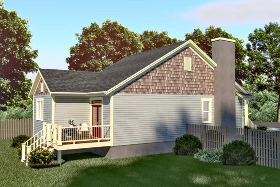 Exterior - Rear Elevation for Bungalow House Plan #79-307 - 2 bed, 2 bath