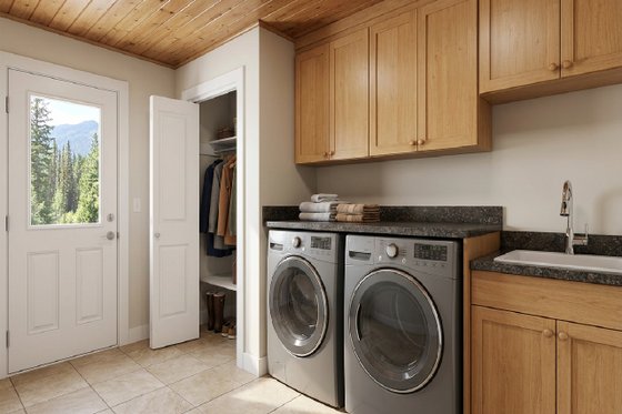 Interior - Laundry for Cabin House Plan #126-188 - 3 bed, 2 bath