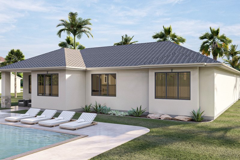 House Blueprint - Exterior - Rear Elevation for Mediterranean House Plan #455-114 - 3 bed, 2 bath
