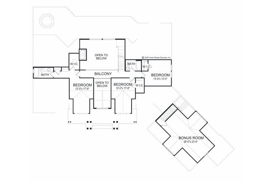 Floor Plan - Upper Floor for Log House Plan #417-412 - 4 bed, 3.5 bath